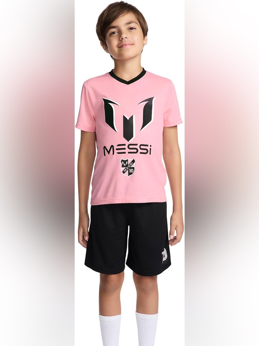 MESSI Pink Logo Tee and Black Shorts Set size 7
